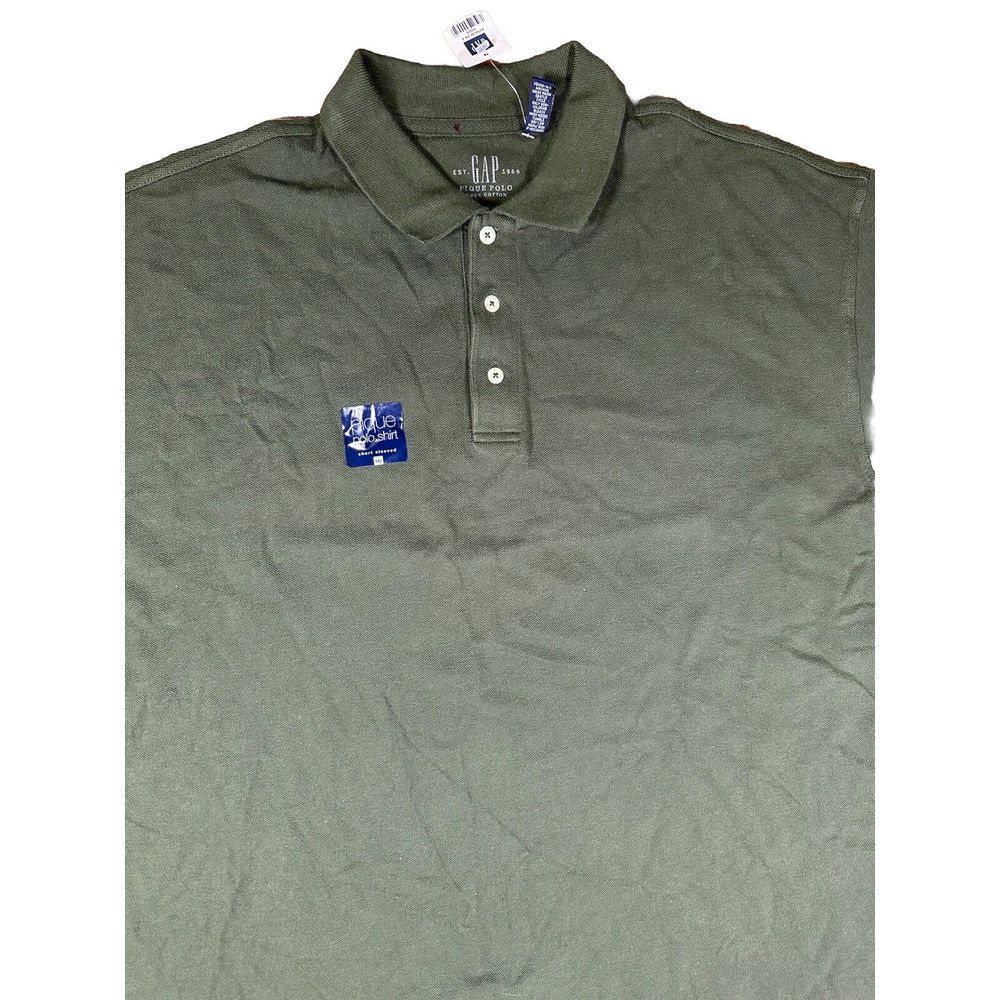 Gap Men's Short Sleeve Solid Green Pique‎ Polo Shirt XXL - Picture 2 of 6